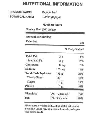Starwest Botanicals Organic Papaya Leaf C/S - 1 lb | Pure & Premium Quality - Buy Online on GoSupps.com
