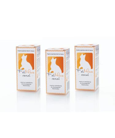 Felimove Dreier-Set Renal (3 x 60 ml) supplementary feed for cats to support the kidney with chitosan EPA DHA calcium phosphate and medicinal herbs