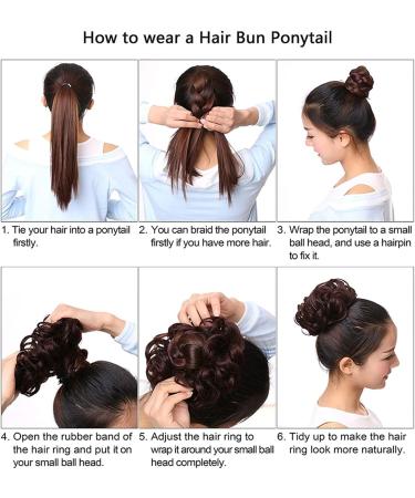 Hair Bun Hairpiece for Women Synthetic Bun Hair Extension Messy Bun Hair Piece Elastic Wavy Curly Chignon Updo Fake Scrunchies Ponytail Extension for Women Girls Hair Chignons(24T613) - Buy Online on GoSupps.com