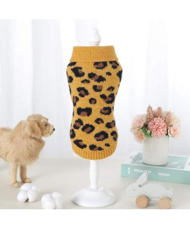 FAMKIT Leopard Pattern Dog Sweater - Cozy Winter Knitwear for Small Dogs (2-3KG) - Yellow Puppy Clothes - Buy Online on GoSupps.com