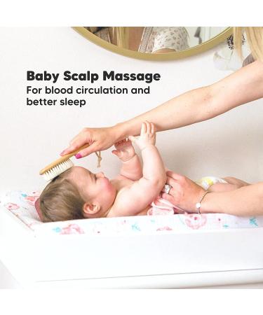 Soft Goat Bristle Baby Hair Brush and Comb Set | Natural Wooden Hairbrush for Infant & Toddlers | Ideal Scalp Grooming Solution | Perfect Baby Shower Gift - Buy Online on GoSupps.com