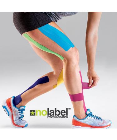 NO LABEL Black Pre-Cut Kinesiology Tape - 5m Roll x 2 - Sports, Medical & Physio Tape for Muscle Recovery - Free PDF Guide - Buy Online on GoSupps.com