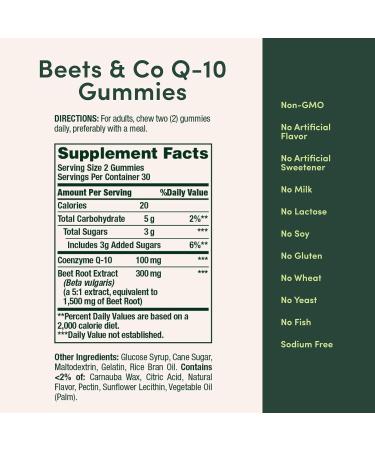 Nature s Bounty Beets & Co Q-10 Gummies for Heart Health Coenzyme Q10 Beet Root Extract Supports Healthy Circulation and Heart Function Cellular Energy Production Raspberry Flavor 60 Gummies 60 Count (Pack of 1) - Buy Online on GoSupps.com
