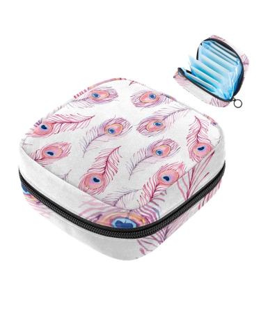 Peacock Feather Napkin Storage Bag Portable Women Teen Girls Menstrual Cup Nursing Pillow Holder