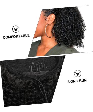 minkissy 1 Pc Curl Horse Tail Black Wigs Drawstring Hairpiece Wrap Curly Hair Extension Curly Ponytail Bun Curly Ponytail Extension Wavy Ponytail Extension Woman Real Hair Hairpin Braid 50.8X26cm As Shown C - Buy Online on GoSupps.com