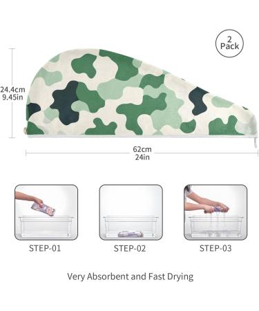 Black Green Teal Graffiti Hair Towel 2 Pack | Super Absorbent Quick Dry Hair Turbans for Women & Girls - Buy Online on GoSupps.com