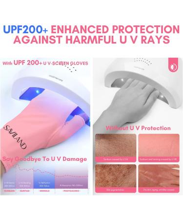 Saviland UV Gloves for Gel Nails - UPF200+ Protection for Gel Manicures - Anti UVA & UVB Fingerless Gloves - Pink - Buy Online on GoSupps.com