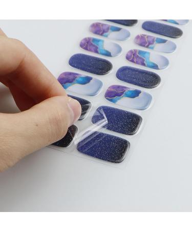 JMEOWIO Gel Nail Stickers Purple Glitter Marble Semi Cured Gel Nail Strips Wraps UV/LED Nail Supplies Nail Art Design Decoration Accessories - Buy Online on GoSupps.com