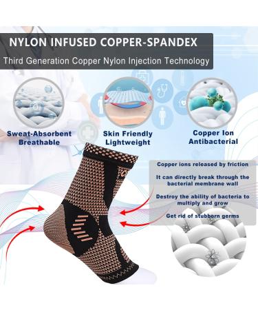 LISEPWU Copper Ankle Brace for Men & Women - Compression Sleeve for Foot Pain, Plantar Fasciitis, Sprained Ankle - Large Size - Buy Online on GoSupps.com
