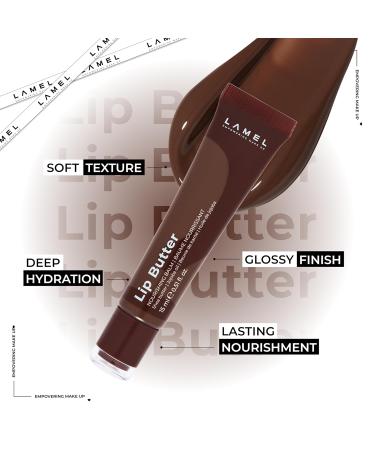 LAMEL Nourishing Lip Butter Tinted Lip Balm - Hydrating Formula with Cocoa Butter & Vitamin E - Sheer Brown Tint Moisturizing Glossy Natural Non-Sticky - 02 Brownie - 0.5 fl.oz / 15 ml - Buy Online on GoSupps.com