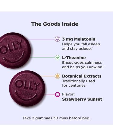 OLLY Sleep Gummy 3 mg Melatonin L-Theanine Chamomile Lemon Balm Sleep Aid Strawberry 60 Count 60 Count (Pack of 1) - Buy Online on GoSupps.com