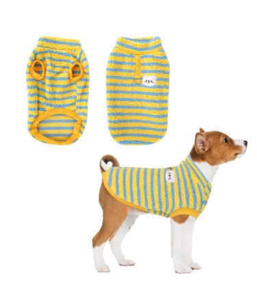 Dog sweater Small dogs pet plush sweater warm dog sweater dog sweater fleece winter coats for small dogs puppy dog sweaters for dogs cats (l yellow) l