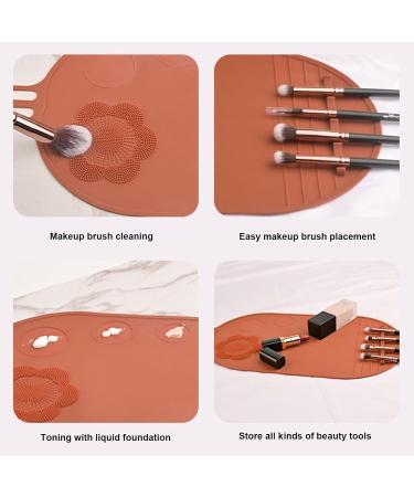 Brush Cleaning Mat | Silicone Cleanser Brush Clean Pad - Portable Cosmetic Cleaning Pads Scrubber Mat Pad for Foundation & Lip Brush brown - Buy Online on GoSupps.com
