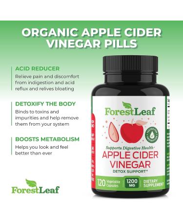 ForestLeaf Apple Cider Vinegar Capsules with Cayenne Pepper 1200mg - 120 Organic Pills | Supports Metabolism, Diet, Detox & Digestion | Gut Health & Immune Support Supplement - Buy Online on GoSupps.com