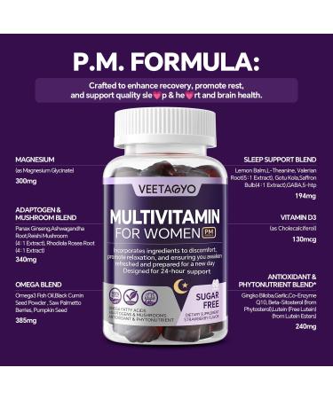 Multivitamin for Women AM & PM - Melatonin Free with w/Algae Calcium Omega-3 Vitamin D3K2 Magnesium for Energy & Relaxation Rest Skin Hair Support - Sugar Free 24-Hour Support Vegan 120 Count - Buy Online on GoSupps.com