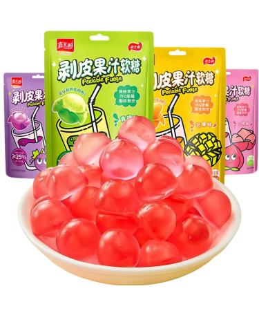 White Peach Mango Peeled Candy 68g/Pack 30% Juice Soft Candy Peeled Sweet Candy Healthy Candy Wedding Desserts Candy Ready to Eat Fruit Snacks (4