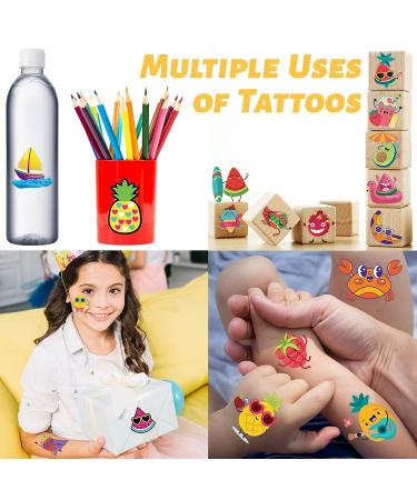240 Pcs Summer Fruit Temporary Tattoos for Kids | Waterproof Bulk Stickers | Hawaiian Themed Toys | Perfect for Summer Party and Goody Bags | 60 Designs Pineapple Watermelon Coconut - Buy Online on GoSupps.com