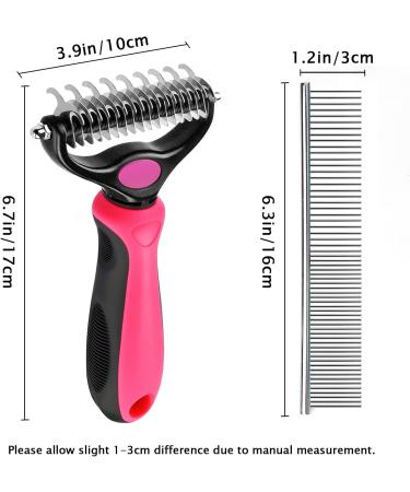 Nepfaivy Dog Brush - Double-Sided Undercoat Rake for Dogs & Cats | Pink Fur Brush for Pet Care & De-Matting - Buy Online on GoSupps.com