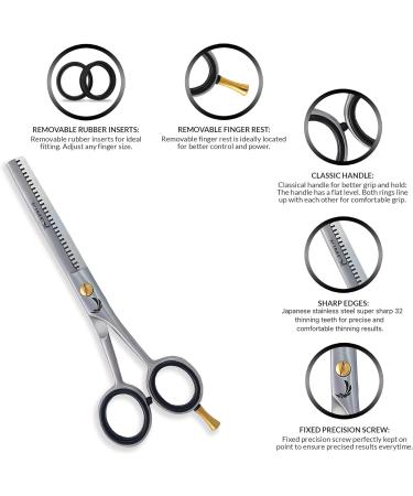 KIMEX LONDON Professional Hairdressing Scissors-Hairdressing Scissors Hair Thinning Scissors Set and Hair Scissors 6.0 inch + Presentation Case/Box + Black Comb Silver. - Buy Online on GoSupps.com