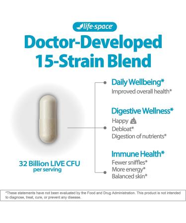 Life-Space Premium Broad Spectrum Probiotics 2 Month Serving 32 Billion CFU & 15 Diverse Strains Formulated for Daily Digestive Health & Immune Health Probiotics for Women & Men 60 Veg Capsules A- Premium Broad Spectru  - Buy Online on GoSupps.com