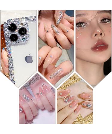 Cretty-Meet 1500pcs Rhinestones in 6 Sizes Flat Back Crystal AB Nail Art Gems Kit with Tools - Clear and Rainbow | Perfect for Nails, Face, Eye Makeup, and Crafts - Buy Online on GoSupps.com