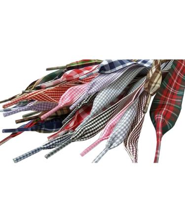 2.5cm Wide Fantastic Flat Shoelaces Fabric Ribbon Plaid Shoe Laces for Sneaker Sport Shoes No.8 - Buy Online on GoSupps.com