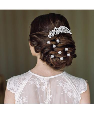 Wedding Hair Comb Set - 24 Piece Faux Pearl Crystal Accessories for Bride & Bridesmaid - Buy Online on GoSupps.com