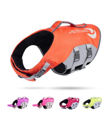 ThinkPet Dog Life Jacket Adjustable Life Jacket Reflective Lifesaver with Buoyancy Orange M