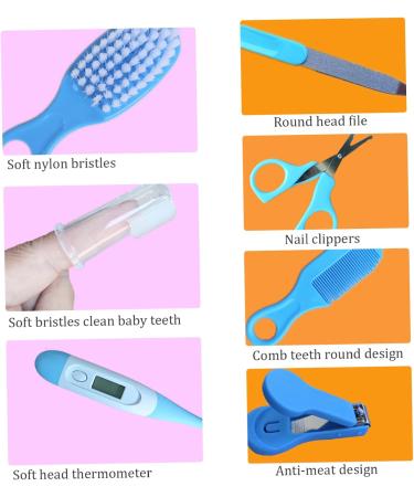 Blue Baby Grooming Kit | Baby Health Care Essentials Set with Comb, Brush, Nail Clipper, and Safety Cutter | Newborn Healthcare Accessories - Buy Online on GoSupps.com