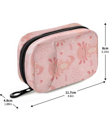 Pfrewn 7-Day Axolotl Kawaii Pill Organizer Case - Portable Pink Travel Vitamin & Medicine Holder with Zipper - Buy Online on GoSupps.com
