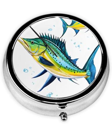 Buy Round Pill Box - 3 Compartment Fish Art Design | Portable Travel Medicine Organizer | Mini Decorative Pill Case for Vitamins - Buy Online on GoSupps.com