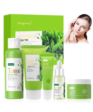 Fengyang® 5-in-1 Skincare Set, Tea Tree Skin Care Set, Tea Skin Care Gift Set, Green Tea Skin Care