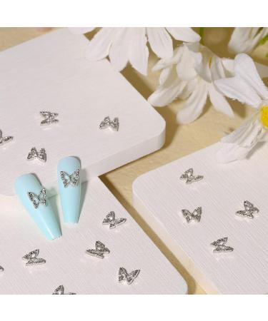 100pcs 3D Butterfly Nail Charms - Alloy Hollow Butterfly Nail Art Decoration Supplies for DIY Manicure Design in White K - Women Girls - Buy Online on GoSupps.com