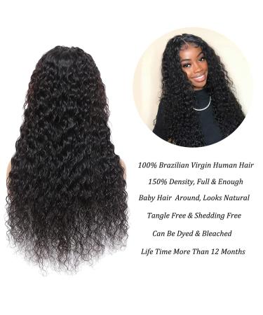Water Wave 4x4 Lace Front Wig Human Hair 24 Inch 150% Density Brazilian Virgin Wet and Wavy Curly Wig for Black Women - Buy Online on GoSupps.com
