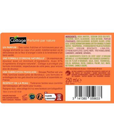 GROUP PANTHER Cottage Shower gel with moisturizing milk orange blossom 97 ingredients of natural origin 250 ml made in France - Buy Online on GoSupps.com