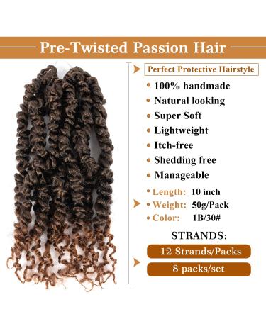 Pre-looped Passion Twist Crochet Hair 10 Inch 8 Packs T1B/30# - Short Hair Extension - Buy Online on GoSupps.com
