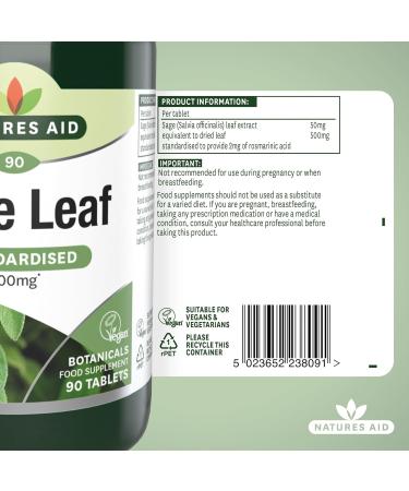 Natures Aid Sage Leaf 50 mg 2 mg Rosamarinic Acids Vegan 90 Tablets - Buy Online on GoSupps.com