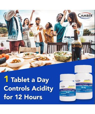 Camber Famotidine Tablets 20 mg Maximum Strength Acid Reducer for Heartburn Relief 100ct - Buy Online on GoSupps.com