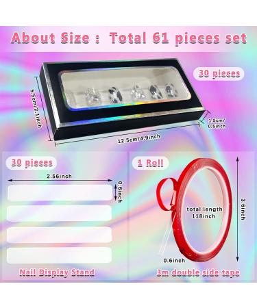 60 Pcs Nail Packaging Box Set with Clear Window Glitter Paper - Nail Stand Display Set with Double Sided Tapes - Buy Online on GoSupps.com