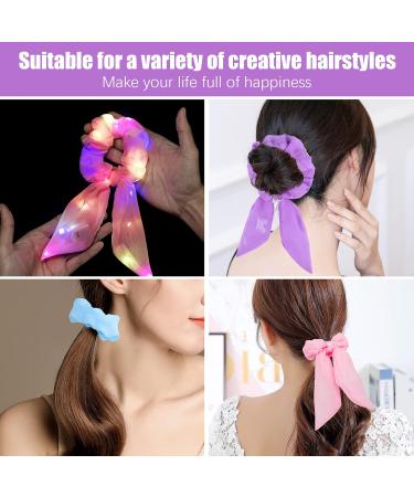 Neon Light Up Bow Scrunchies 6 Pack - Glow in the Dark Hair Accessories for Girls and Women - Perfect for Raves, Parties, Birthdays - Pattern 1 - Buy Online on GoSupps.com