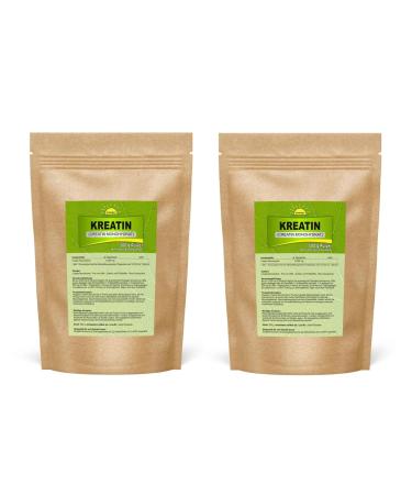 Creatine (creatine monohydrate) vegan fine powder (200 mesh) tasteless 1 kg (2 bags of 500 grams) premium quality without additives bonemis