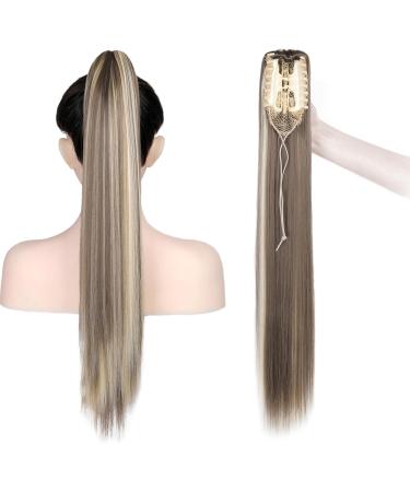 Cybelleza 22inch Ponytail Hair Extensions Ponytail Claw Jaw on Long Straight Pony Tails Clip in Hair Extensions Synthetic Hair pieces for Women (Ash Blonde & Bleach Blonde) 22" Ash Blonde&Bleach Blonde - Buy Online on GoSupps.com