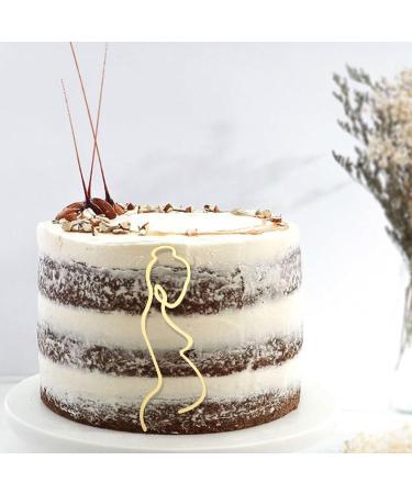 Pregnancy line art Acrylic cake topper Pregnant Woman Acrylic Happy Birthday Cake Topper for Expectant Mothers Party Gold Mirror Cake Topper Mother To Be Party Cake Decorations Supplies Acrylic. - Buy Online on GoSupps.com