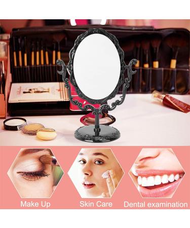 Leorx Vintage Desktop Makeup Mirror - Acrylic Rose Pattern Vanity Mirror (Black) - 22x16x9.5cm - Ideal for Bedroom & Bathroom - Buy Online on GoSupps.com