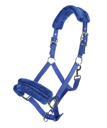 HKM nylon halter -Glitter- with polar fleece padding cornflower blue warmblood cornflower blue warmblood