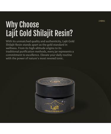 Lajit Gold Grade Himalayan Shilajit Resin Organic Sun-Dried Bioavailable Nutrients Fulvic Acid | Lab Tested Pure Shilajit for Men & Women - Natural Energy Vitality 85 + Trace Minerals - 20g - Buy Online on GoSupps.com