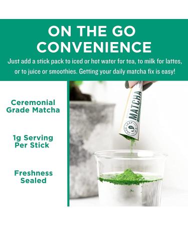 Organic Jade Leaf Matcha Green Tea Powder - 30 Single Serve Stick Packs - Buy Online on GoSupps.com