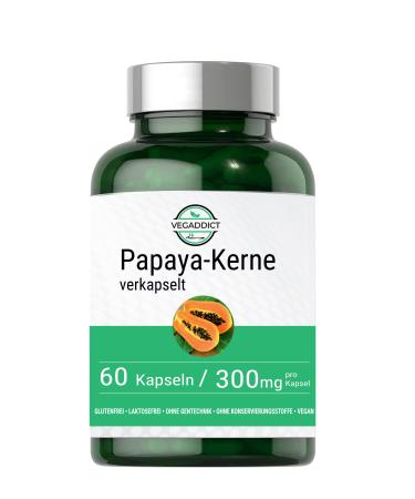 Papaya powder encapsulated |60 vegan hpmc capsules |300 mg per capsule |Without additives |High papaya enzyme (papain) content |Vegan |Laboratory test | Gluten -free |Lactose -free |Vegaddict