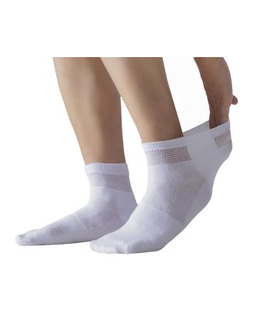 Yomandamor Mens 6pairs Non-Binding Ankle Diabetic Socks Thin Cotton Breathable Socks 10-13 10-13 White