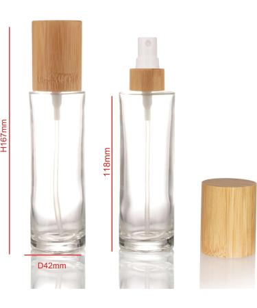 COSIDEA 4 pcs Empty 3.3oz / 100ml bamboo lid clear glass spray bottle with fine mist despenser head for liquid perfume toiletries toner bottles 20 neck 100ml With Spray Pump - Buy Online on GoSupps.com